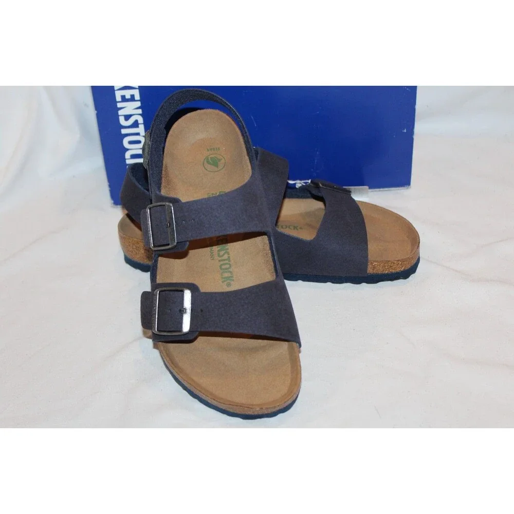 BIRKENSTOCK MEN'S MILANO VEGAN LEATHER INDIGO BLUE EU 42 US 9 REGULAR NIB